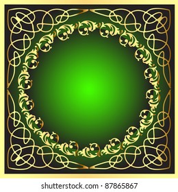 illustration gold(en) frame with pattern on circle