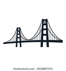 Illustration of Golden Gate Bridge iconic suspension bridge San Francisco Bay architecture