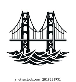 Illustration of Golden Gate Bridge iconic landmark in San Francisco Bay California USA