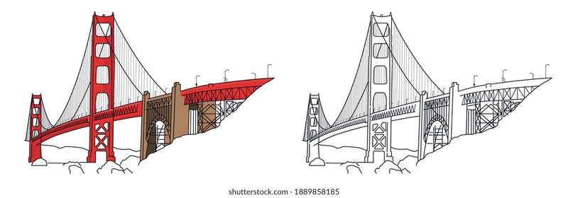 ILLUSTRATION OF THE GOLDEN GATE BRIDGE IN SAN FRANCISCO