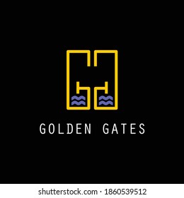 Illustration golden gates letter G,G simple minimalist logo design vector