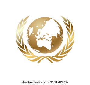 Illustration for the Golden globe. Golden globe with a Laurel wreath. Vector