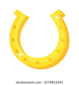 Illustration of golden horseshoe with glitter for good luck