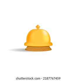 	
Illustration of golden hotel bell icon in 3d style.  Cartoon design of service bell.