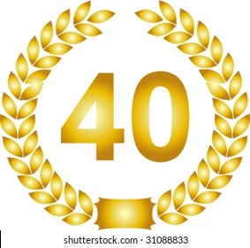 illustration of a golden laurel wreath - 40 years