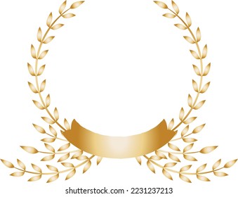 Illustration of a golden laurel wreath frame