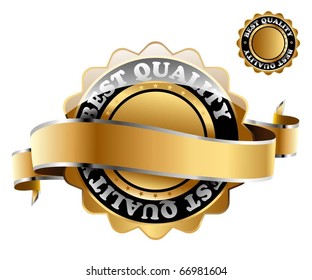 Illustration of the golden mark of best quality. Vector.