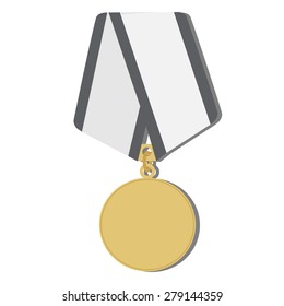 Illustration of golden medal vector isolated. Olympic medal, award and medallion