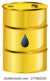 Illustration of a golden oil barrel on a white background