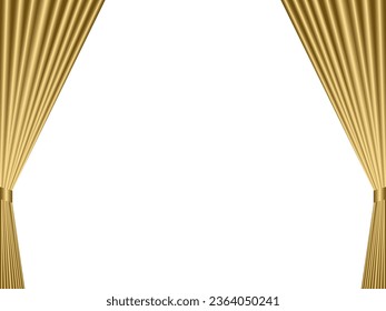 Illustration of golden open curtains