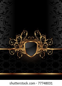 Illustration golden ornate frame for design - vector