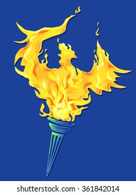 Illustration of a Golden Phoenix Rising Out of a Torch