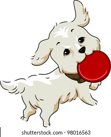 Illustration of a Golden Retriever Retrieving a Frisbee