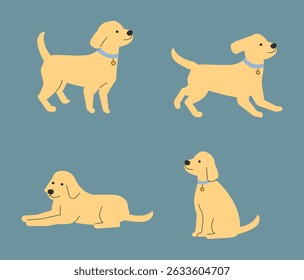 Illustration of Golden Retriever various poses