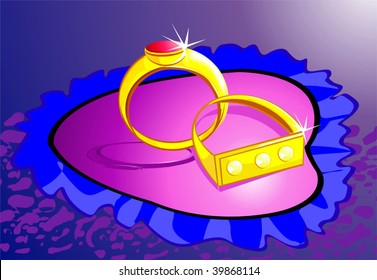 Illustration of golden ring with stone	