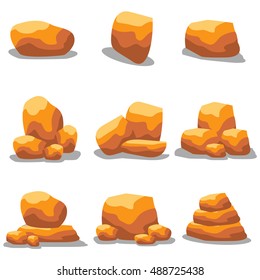 Illustration of golden rock set vector art