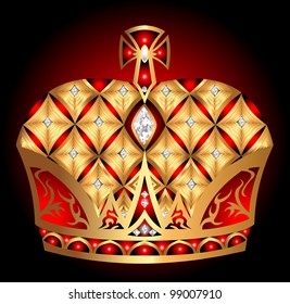 illustration gold(en) royal crown insulated on black background