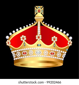 illustration gold(en) royal crown with pearl