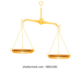 Illustration of the golden scales over white background