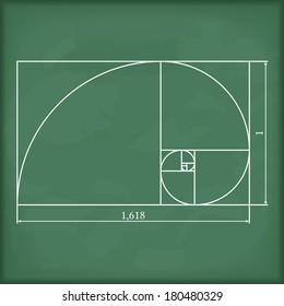 Illustration of a golden section on blackboard, vector eps10 illustration