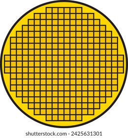 Illustration of a golden silicon wafer seen from the front svg