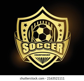 Illustration of golden soccer logo or symbol