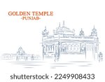 illustration of Golden Temple Harmandir Sahiba a gurdwara in the city of Amritsar, Punjab, India