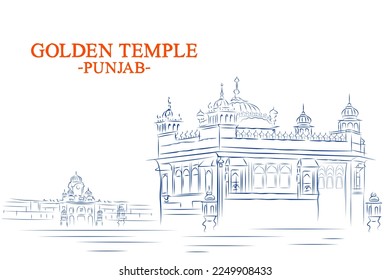 Illustration des Golden Tempel Harmandir Sahiba a Gurdwara in der Stadt Amritsar, Punjab, Indien