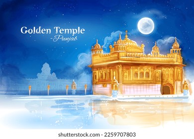 Illustration des Golden Tempel Harmandir Sahiba a Gurdwara in der Stadt Amritsar, Punjab, Indien