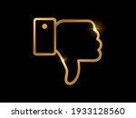 An Illustration of Golden Thumb Down Vector Sign in balck background with golden sign effect 