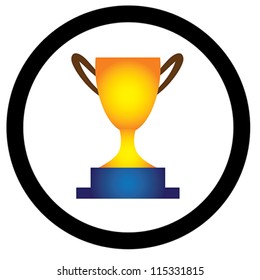 Illustration of golden trophy cup presented to a winner. This concept image can represent achievement, talent, victory and success. The graphic is isolated on white.