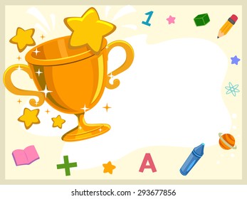Illustration of a Golden Trophy Surrounded by Letters and Numbers