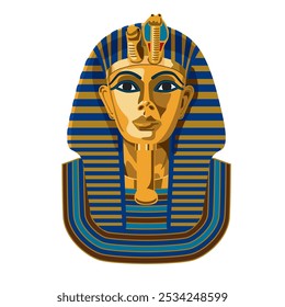 Illustration of golden Tutankhamun mask on white background Vector data