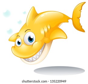 Illustration of a golden yellow shark on a white background