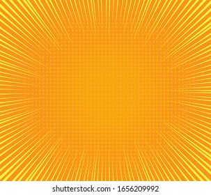 Illustration of the golden yellow speed symbol line on an orange background. Pop art vector retro comic Style.