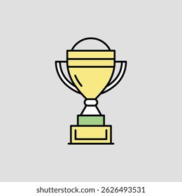 illustration of a golden yellow trophy with a green and yellow base