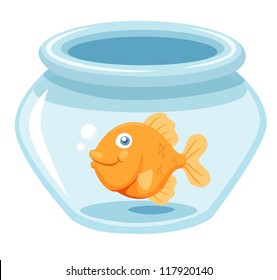 illustration of Goldfish in a bowl.Vector