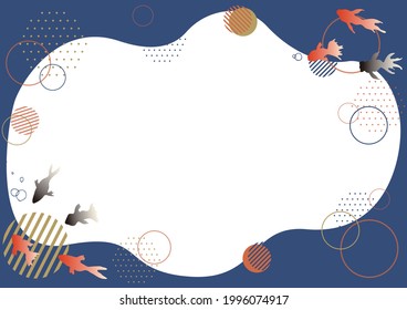 Illustration von Goldfischen und Punktmuster-Hintergrund