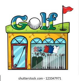 Illustration Of Golf Accessories Store On White