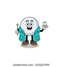 Illustration of golf ball mascot as a dentist , character design