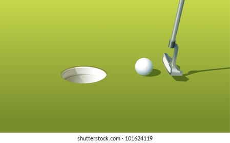 Illustration of a golf ball near the hole