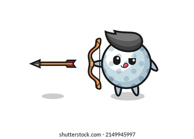 illustration of golf character doing archery , cute design