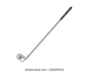 Illustration of a golf club iron and a golf ball.