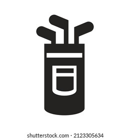 illustration of golf club, sport, stick case bag. solid icon glyph