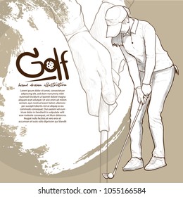 illustration of golf. drawing vector style. sport background design