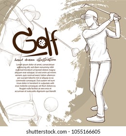 illustration of golf. drawing vector style. sport background design
