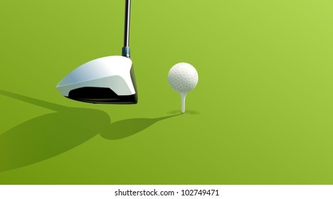 Illustration of golf drive on green