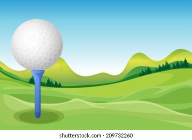 Ilustração de um golfe e um campo