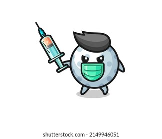 illustration of the golf to fight the virus , cute design