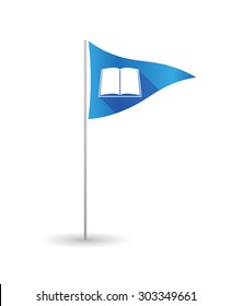 Illustration of a golf flag with a book